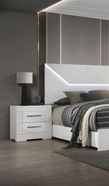 3-Piece Contemporary White Gloss Bedroom Set With LED - Omega Lifestyles