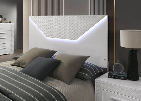 3-Piece Contemporary White Gloss Bedroom Set With LED - Omega Lifestyles