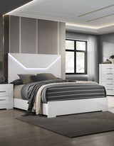 3-Piece Contemporary White Gloss Bedroom Set With LED - Omega Lifestyles