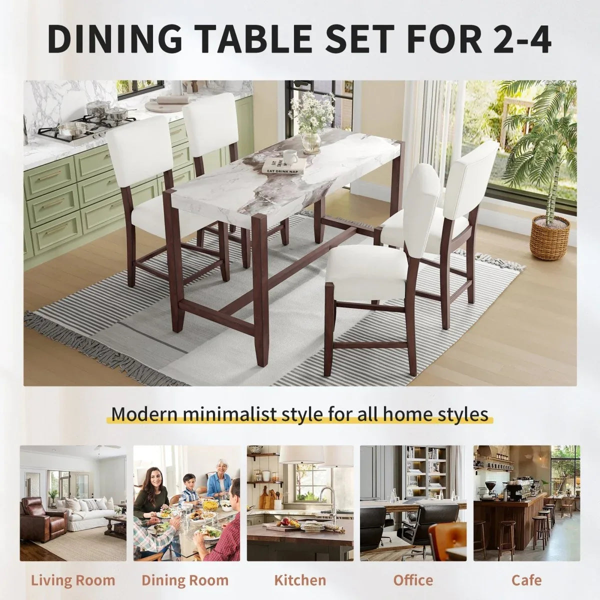 3-Piece Faux Marble Counter Height Dining Table Set - Omega Lifestyles