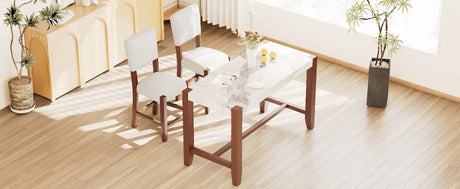 3-Piece Faux Marble Counter Height Dining Table Set - Omega Lifestyles