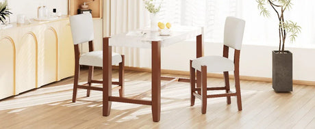 3-Piece Faux Marble Counter Height Dining Table Set - Omega Lifestyles
