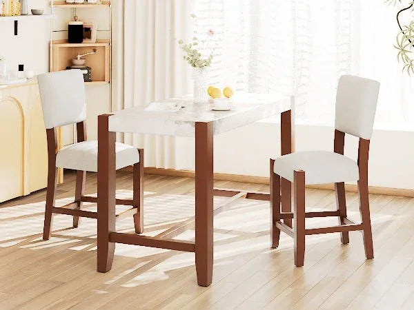 3-Piece Faux Marble Counter Height Dining Table Set - Omega Lifestyles