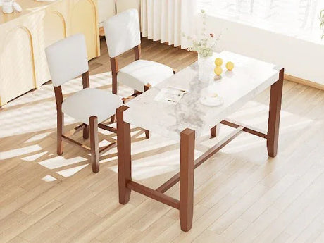 3-Piece Faux Marble Counter Height Dining Table Set - Omega Lifestyles