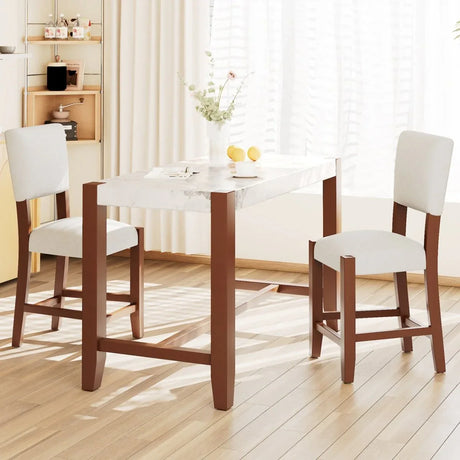 3-Piece Faux Marble Counter Height Dining Table Set - Omega Lifestyles