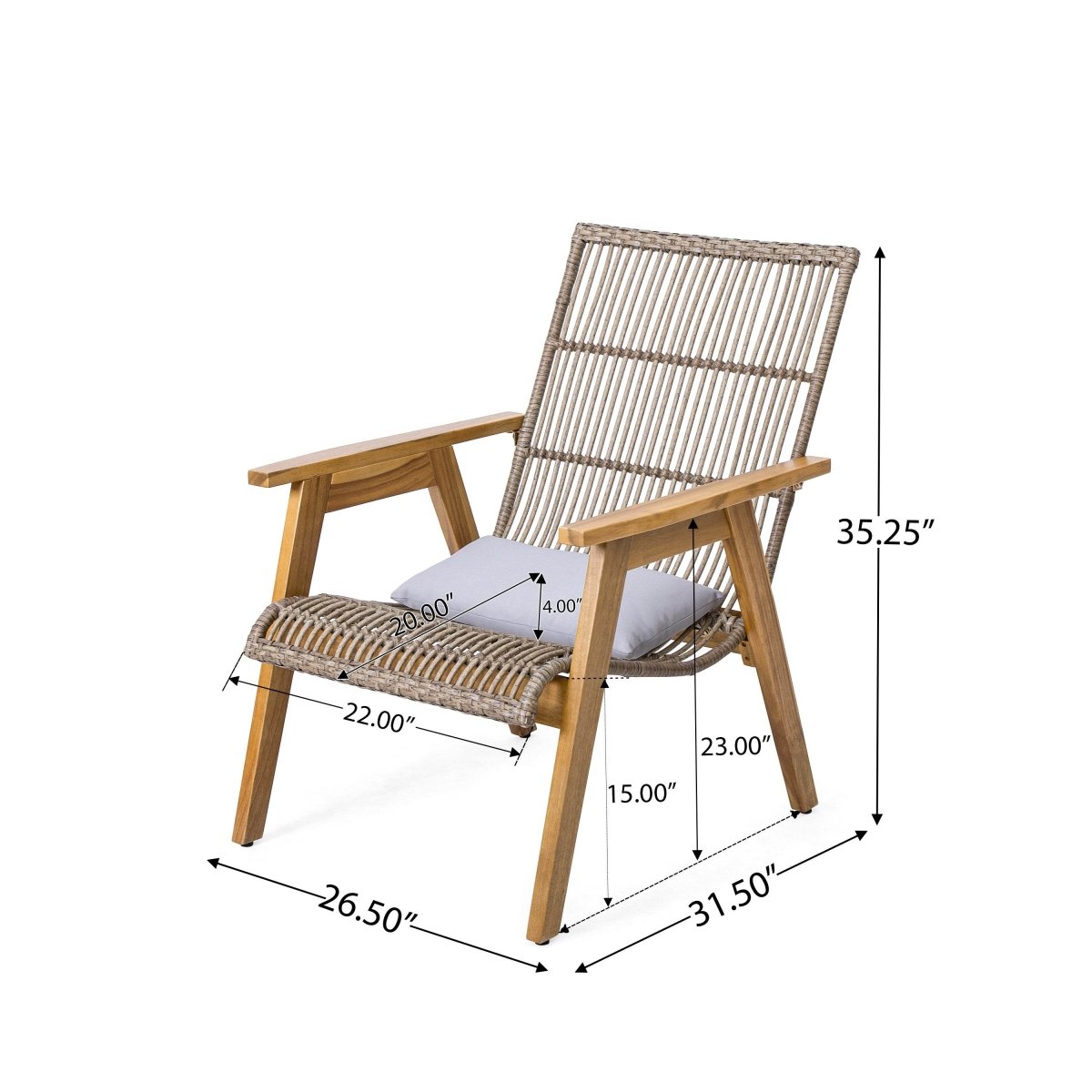 3-Piece Outdoor Acacia Wood Lounge Set With Cushions - Omega Lifestyles