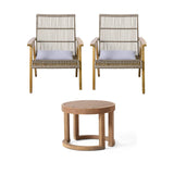 3-Piece Outdoor Acacia Wood Lounge Set With Cushions - Omega Lifestyles
