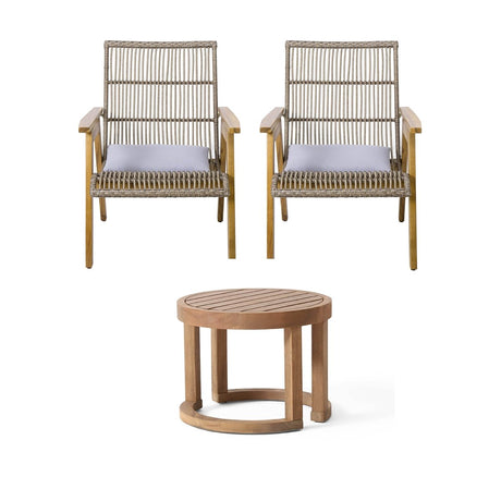 3-Piece Outdoor Acacia Wood Lounge Set With Cushions - Omega Lifestyles