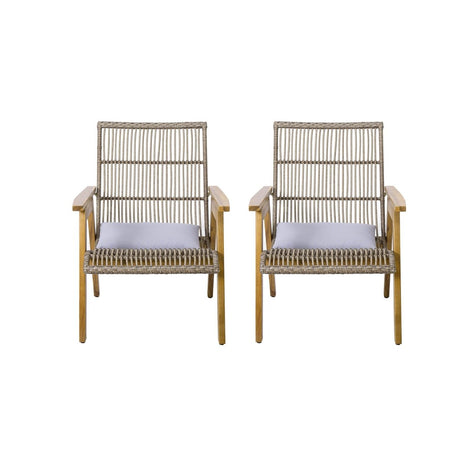 3-Piece Outdoor Acacia Wood Lounge Set With Cushions - Omega Lifestyles