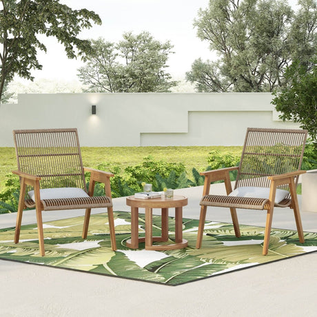 3-Piece Outdoor Acacia Wood Lounge Set With Cushions - Omega Lifestyles