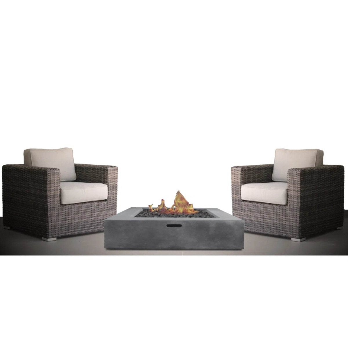 3 - Piece Patio Rattan Furniture Set With Fire Pit - Serenova - Omega Lifestyles