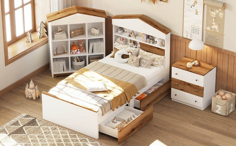 3-Piece Twin House-Shaped Wooden Bedroom Set - Omega Lifestyles