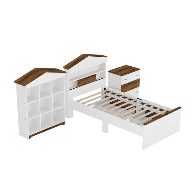 3-Piece Twin House-Shaped Wooden Bedroom Set - Omega Lifestyles