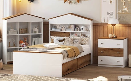 3-Piece Twin House-Shaped Wooden Bedroom Set - Omega Lifestyles