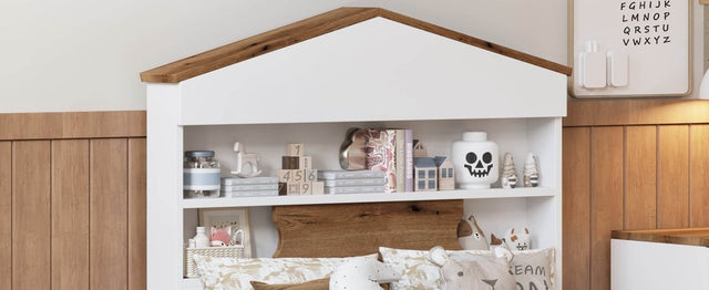 3-Piece Twin House-Shaped Wooden Bedroom Set - Omega Lifestyles