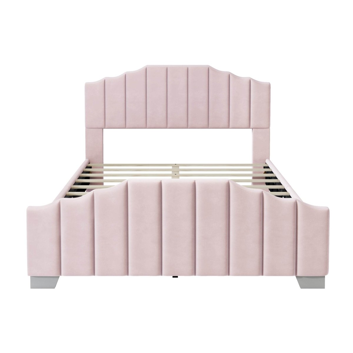 3 Piece Velvet Upholstered Platform Bed Frame Set - Omega Lifestyles