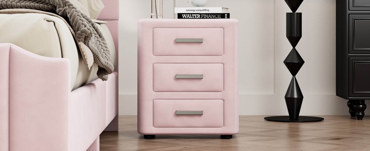 3 Piece Velvet Upholstered Platform Bed Frame Set - Omega Lifestyles