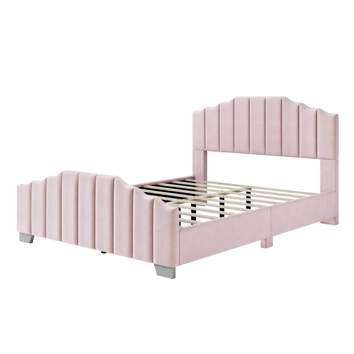 3 Piece Velvet Upholstered Platform Bed Frame Set - Omega Lifestyles