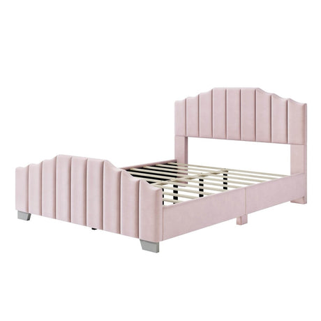 3 Piece Velvet Upholstered Platform Bed Frame Set - Omega Lifestyles