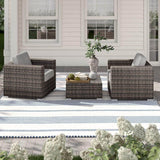 3 - Piece Wicker Rattan Patio Sofa Set With Cushioned Comfort - Serenova - Omega Lifestyles
