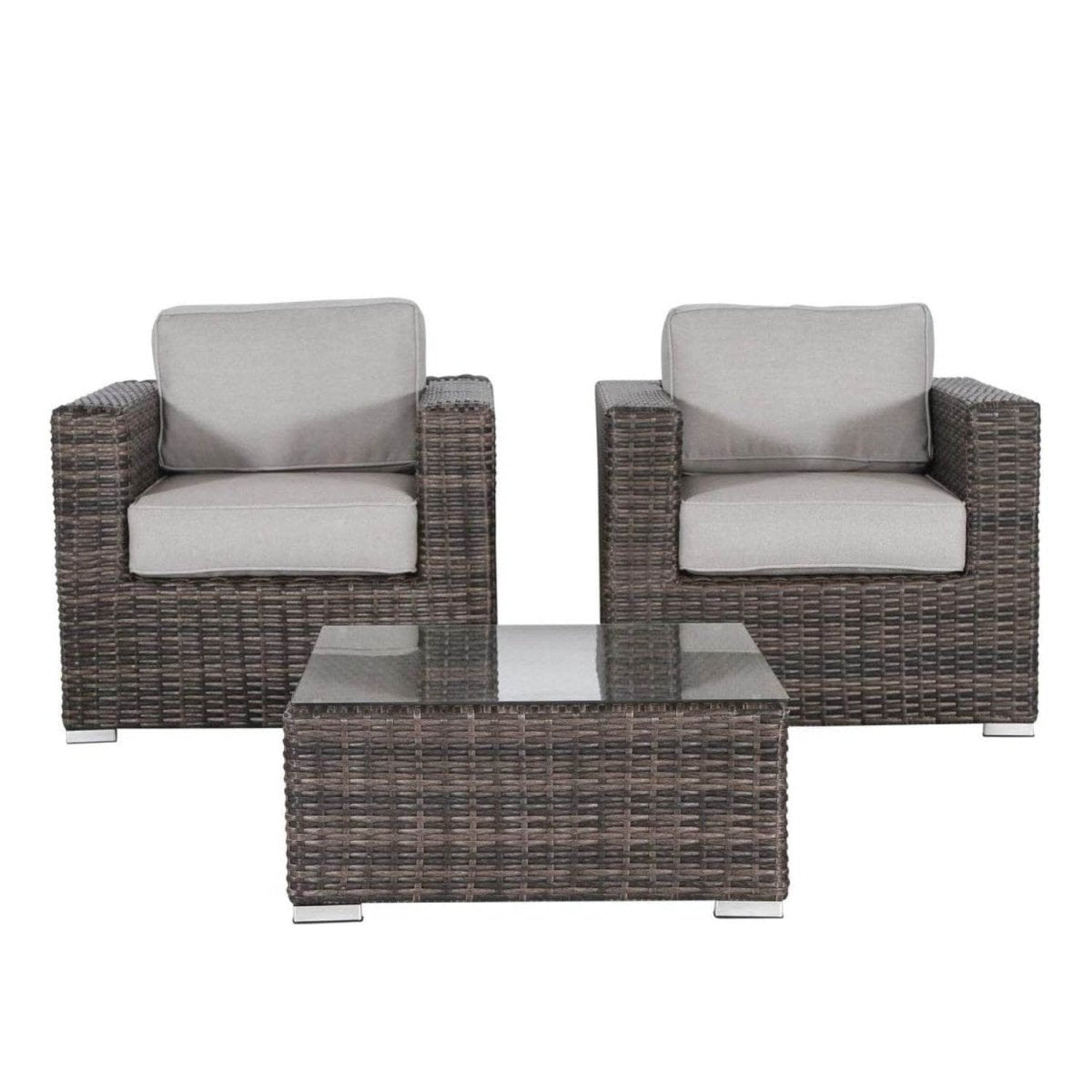3 - Piece Wicker Rattan Patio Sofa Set With Cushioned Comfort - Serenova - Omega Lifestyles