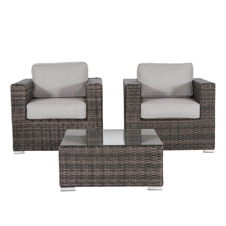 3 - Piece Wicker Rattan Patio Sofa Set With Cushioned Comfort - Serenova - Omega Lifestyles