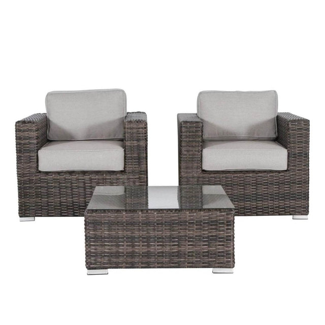 3 - Piece Wicker Rattan Patio Sofa Set With Cushioned Comfort - Serenova - Omega Lifestyles