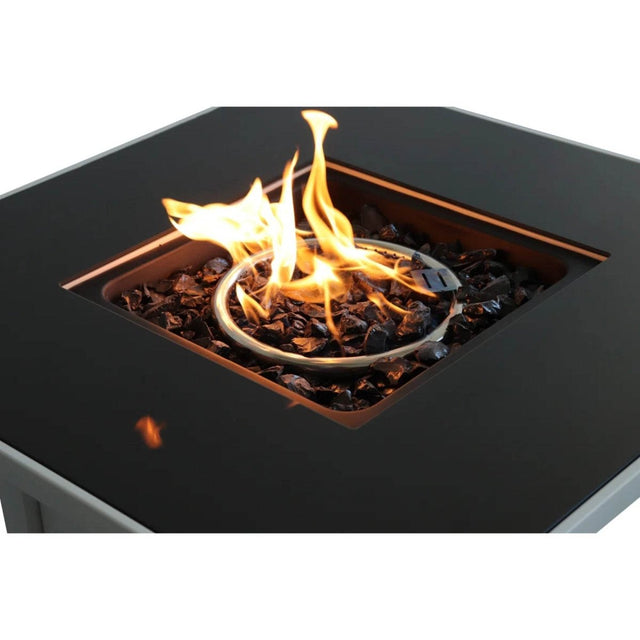 30-Inch Powder-Coated Stainless Steel Square Fire Pit Table - Omega Lifestyles