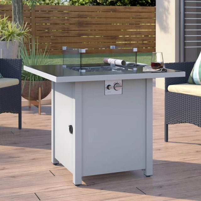 30-Inch Powder-Coated Stainless Steel Square Fire Pit Table - Omega Lifestyles