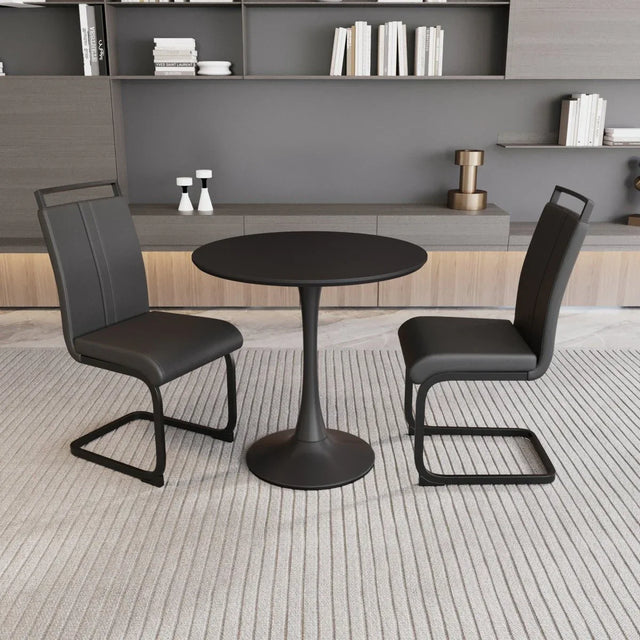 31.5-Inch Black Tulip Round Dining Table Set With Chairs - Omega Lifestyles