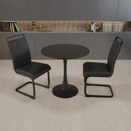 31.5-Inch Black Tulip Round Dining Table Set With Chairs - Omega Lifestyles