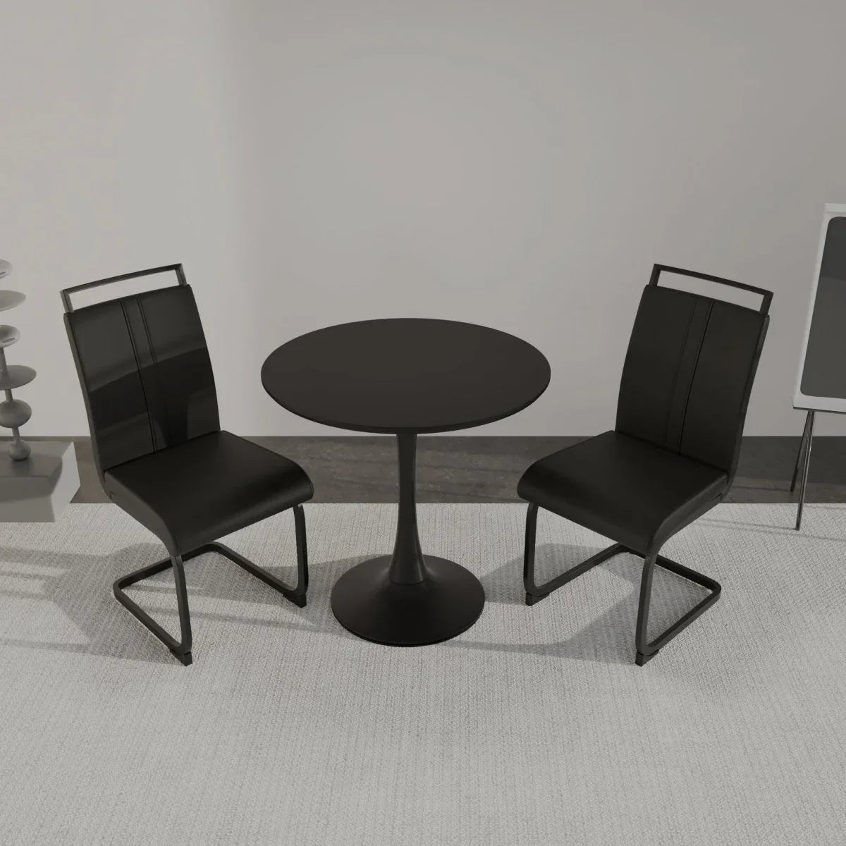 31.5-Inch Black Tulip Round Dining Table Set With Chairs - Omega Lifestyles