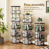 360-Degree 5-Tier Rotating MDF And Iron Bookshelf - Omega Lifestyles