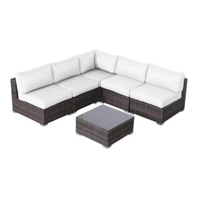 4-Person Brown Wicker Rattan Patio Lounge Set With Cushions - Omega Lifestyles