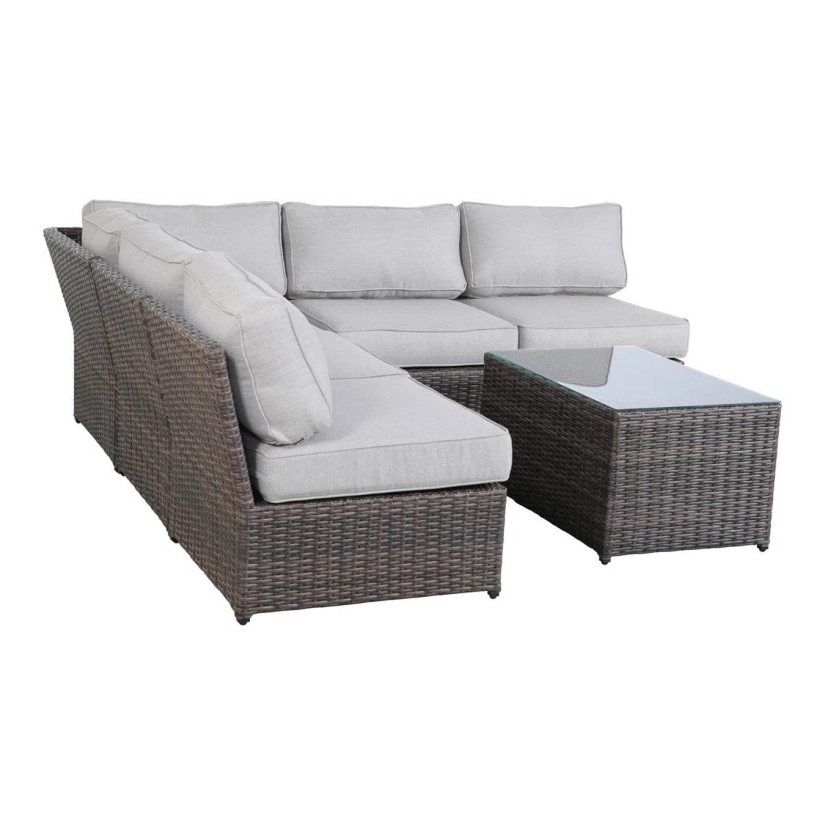 4 - Person Handwoven Brown Wicker Outdoor Seating Set - Serenova - Omega Lifestyles