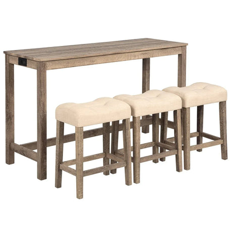 4-Piece Bar Table Set With USB Power Outlet And Stools - Omega Lifestyles