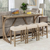 4-Piece Brown Bar Table Set With Power Outlet And Stools - Omega Lifestyles