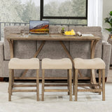 4-Piece Brown Bar Table Set With Power Outlet And Stools - Omega Lifestyles