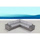 4 - Piece Modern Gray Rattan Wicker Seating Group With Cushions - Serenova - Omega Lifestyles