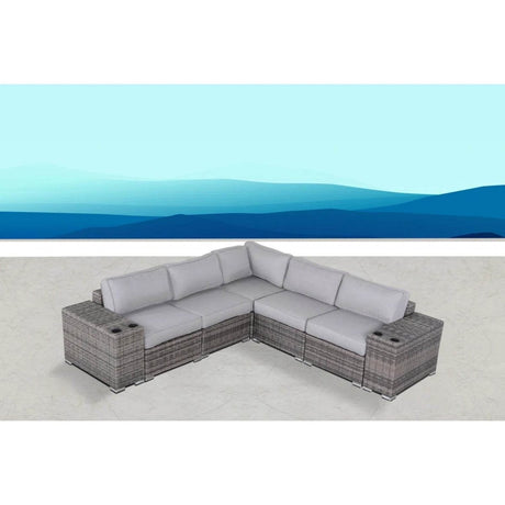 4 - Piece Modern Gray Rattan Wicker Seating Group With Cushions - Serenova - Omega Lifestyles