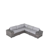 4 - Piece Modern Gray Rattan Wicker Seating Group With Cushions - Serenova - Omega Lifestyles