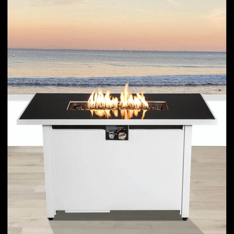 43 - Inch Rectangular Stainless Steel Outdoor Fire Pit - Serenova - Omega Lifestyles