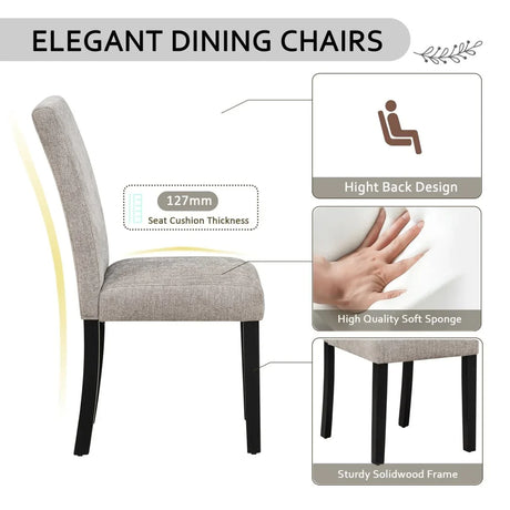 5-Piece Industrial Concrete-Effect Rubberwood Dining Set - Omega Lifestyles