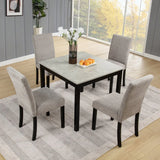 5-Piece Industrial Concrete-Effect Rubberwood Dining Set - Omega Lifestyles