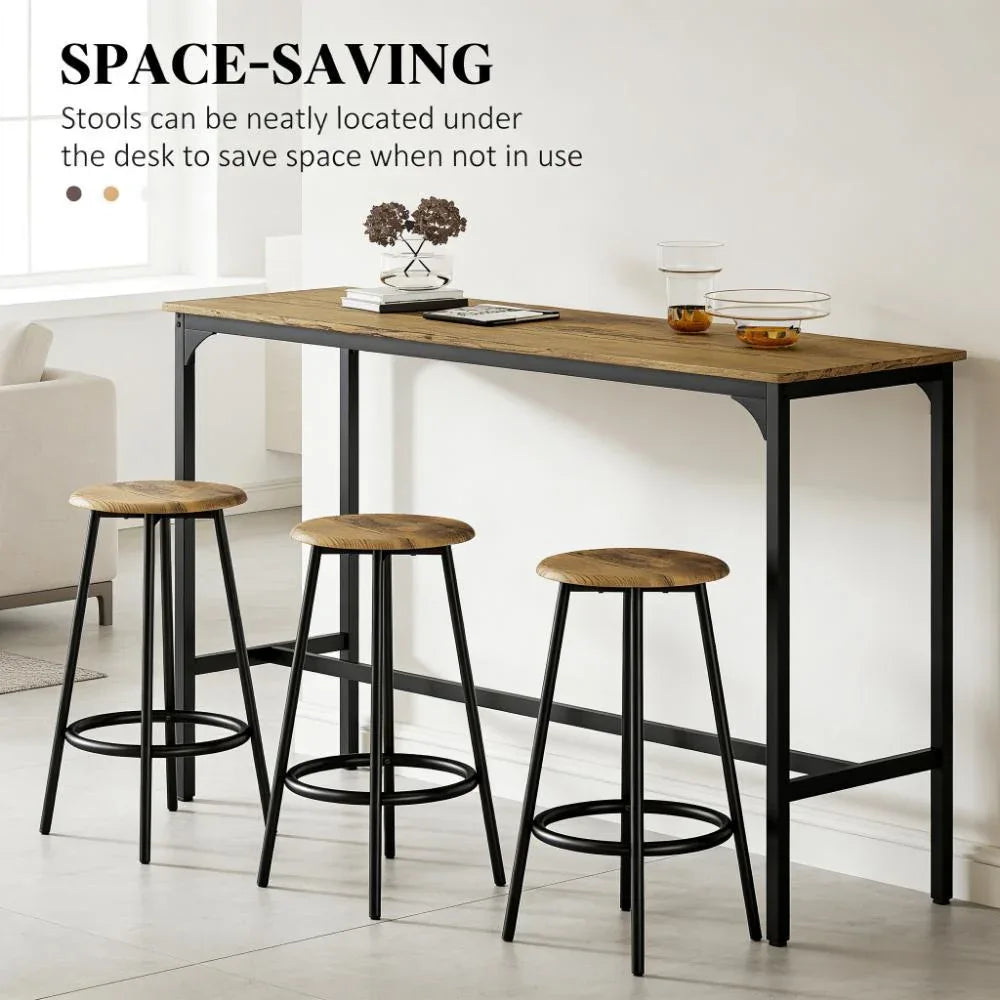 5-Piece Industrial Metal Frame Bar Table And Stools Set - Omega Lifestyles