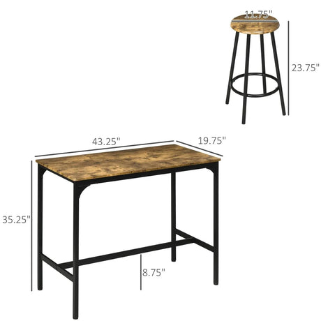 5-Piece Industrial Metal Frame Bar Table And Stools Set - Omega Lifestyles