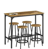 5-Piece Industrial Metal Frame Bar Table And Stools Set - Omega Lifestyles