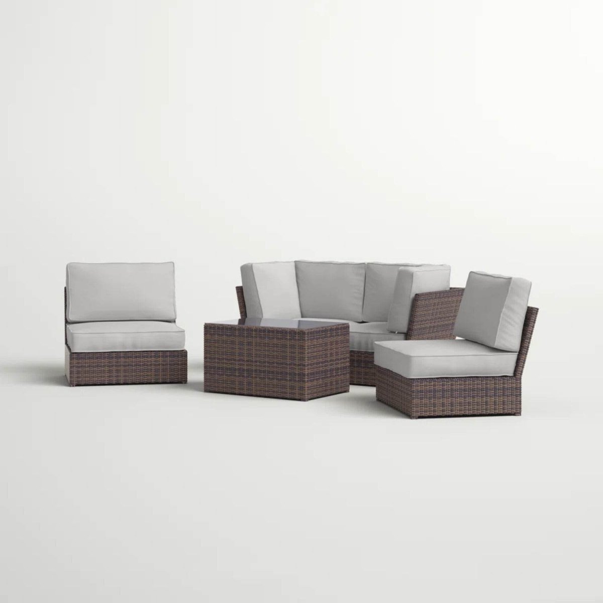 5 - Piece Outdoor Weather Resistant Resin Wicker Sofa Set With Cushions - Serenova - Omega Lifestyles