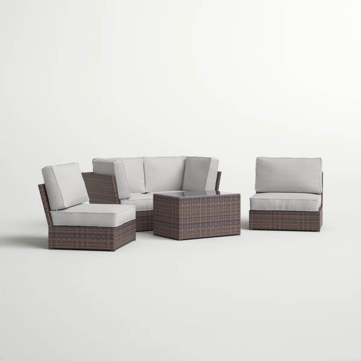 5 - Piece Outdoor Weather Resistant Resin Wicker Sofa Set With Cushions - Serenova - Omega Lifestyles