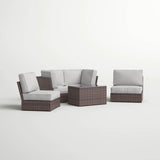 5 - Piece Outdoor Weather Resistant Resin Wicker Sofa Set With Cushions - Serenova - Omega Lifestyles